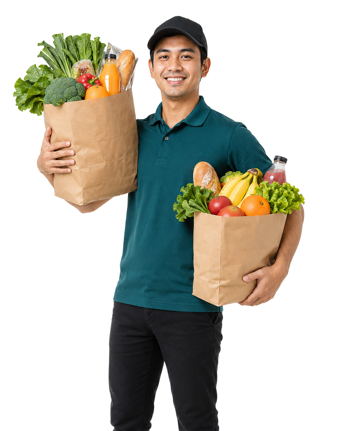 Delivery rider carrying grocery bags